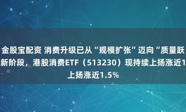 金股宝配资 消费升级已从“规模扩张”迈向“质量跃升”新阶段，港股消费ETF（513230）现持续上扬涨近1.5%