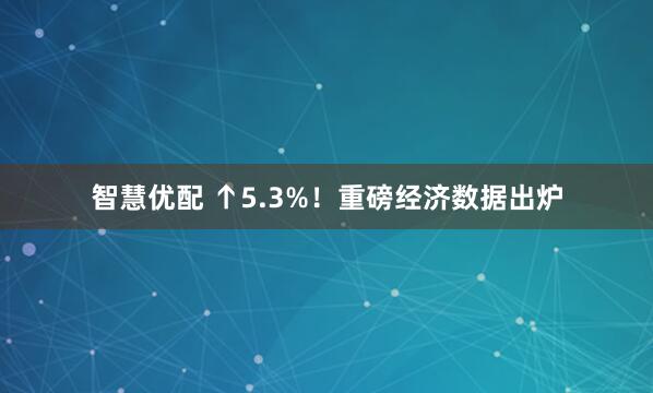 智慧优配 ↑5.3%！重磅经济数据出炉